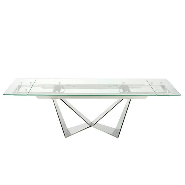 Angel Cerdá Rectangular tempered glass and chrome-plated steel extending dining table 1027