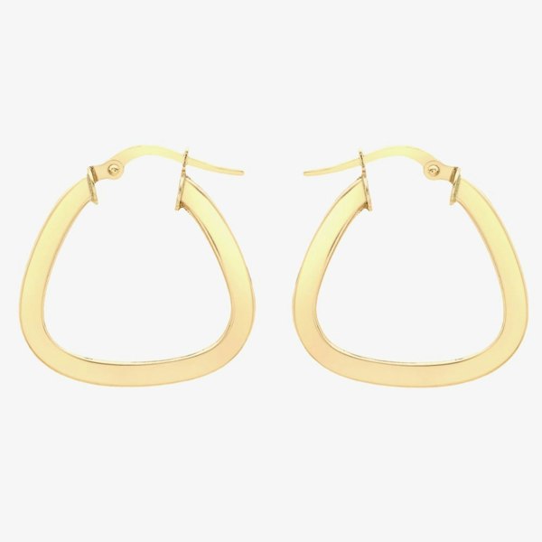 T. H. Baker 9ct Yellow Gold Triangular Creole Hoop Earrings 1.52.9679