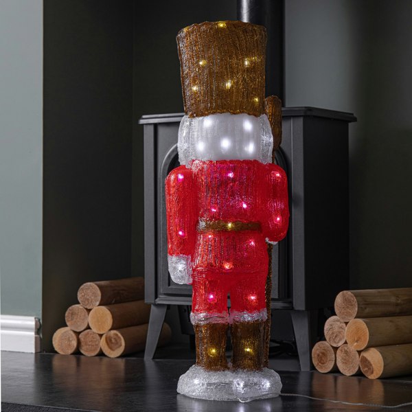 Samuel Alexander 65cm Light up Acrylic Christmas Nutcracker Decoration with 80 White LEDs