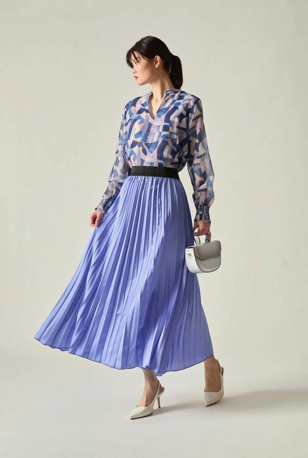 James Lakeland Lilac Pleated Maxi Skirt