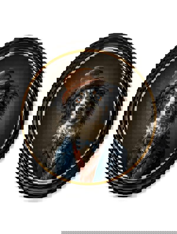 Exceptional Art Lord Shearlock - Gentleman Border Collie Oxford round frame