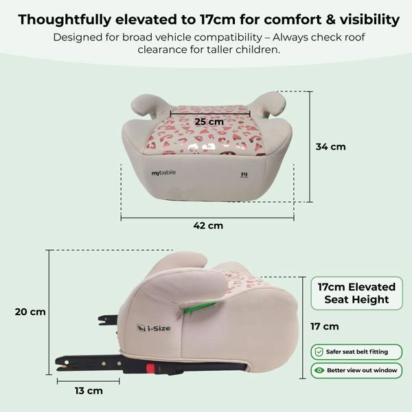 My Babiie MBCSB20 Booster R129 Car Seat with ISOFIX - Pink Leopard