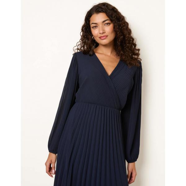 Blue Vanilla Chiffon Pleated Dress