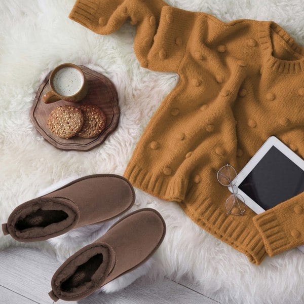 VIVA Women's Faux Fur Lined Platform Boot Slippers Memory Foam Rubber Sole