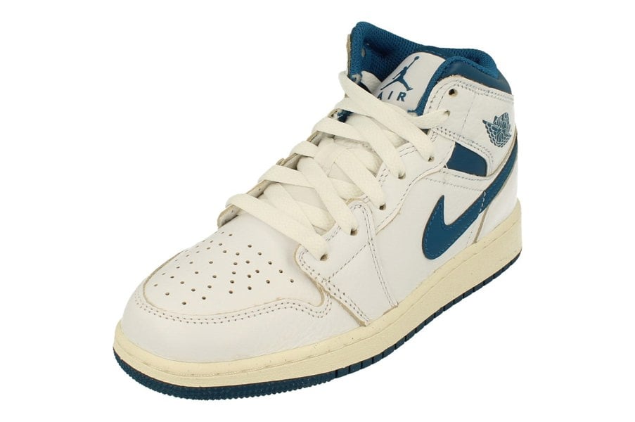 Nike Air Jordan 1 Mid SE GS Trainers Fn7432  141 - White Industrial Blue Sail 141 - Photo 0