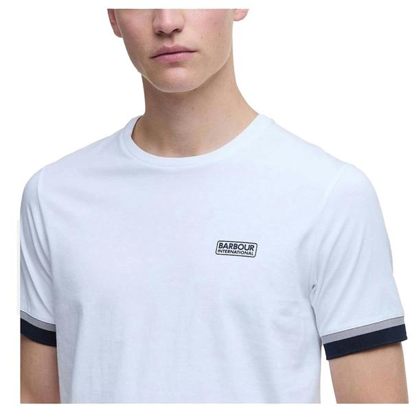 Barbour International Deep Cuff Evan Tipped T-Shirt White