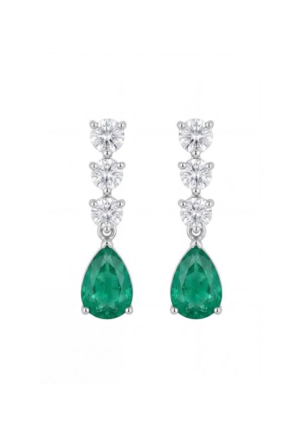 Latelita Delphine Colombian Emerald Triple Drop Earrings Silver