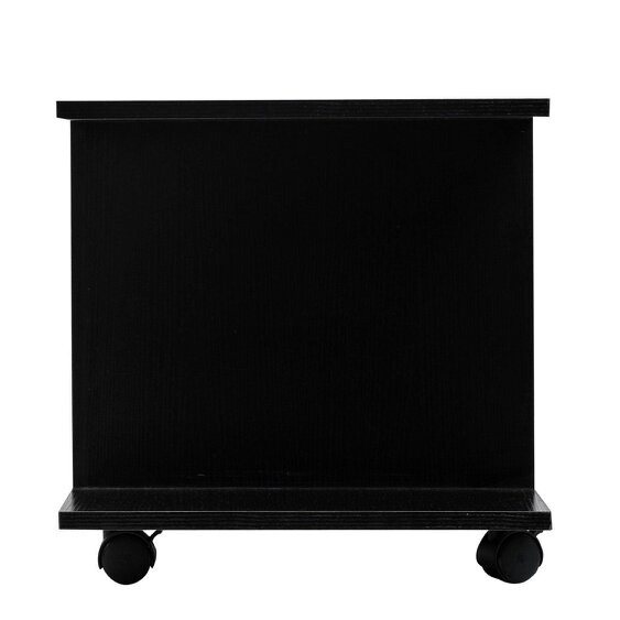 Wyld Haus Coro 80cm Wooden Black Mobile TV Storage Unit With Shelves And Bookcase Design