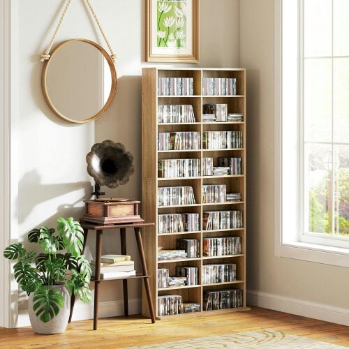 Wyld Haus Karave Wood Natural Finish Tall Media Storage Tower With 640 Disc Capacity