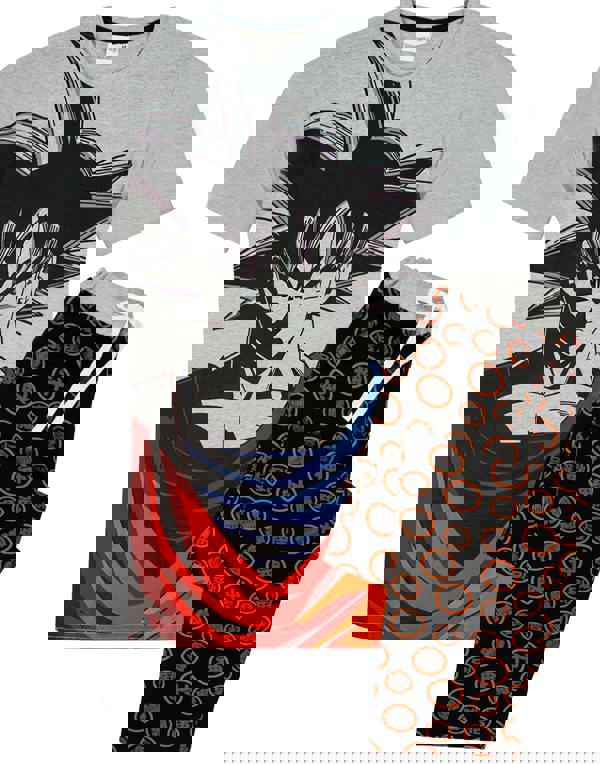 Dragon Ball Z Mens Grey Goku Short Sleeve Long Leg Pyjama Set