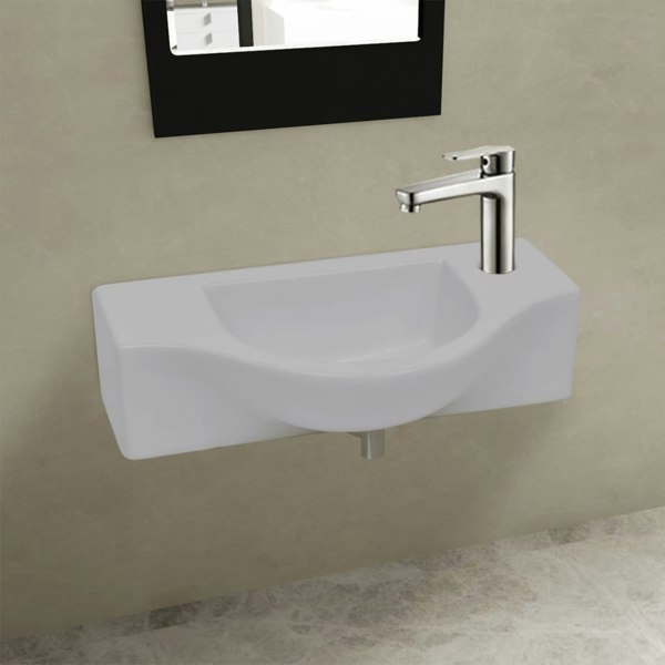 Berkfield Ceramic Bathroom Sink Basin with Faucet Hole White