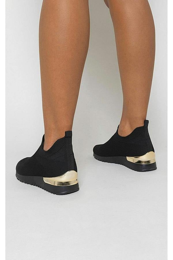 Lauren Lightweight Knitted Slip On Trainers - All Black