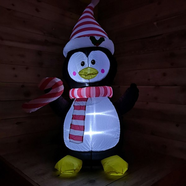 Samuel Alexander 4ft (120cm) LED Christmas Inflatables Outdoor Penguin With Candy Cane Decorations