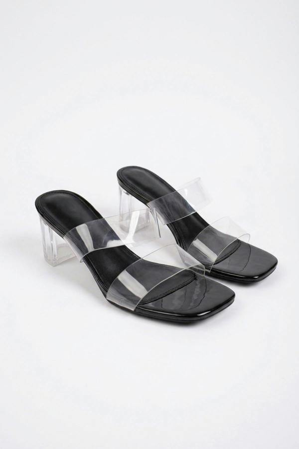ikrush Genevieve Clear Strap Low Block Heel Mules
