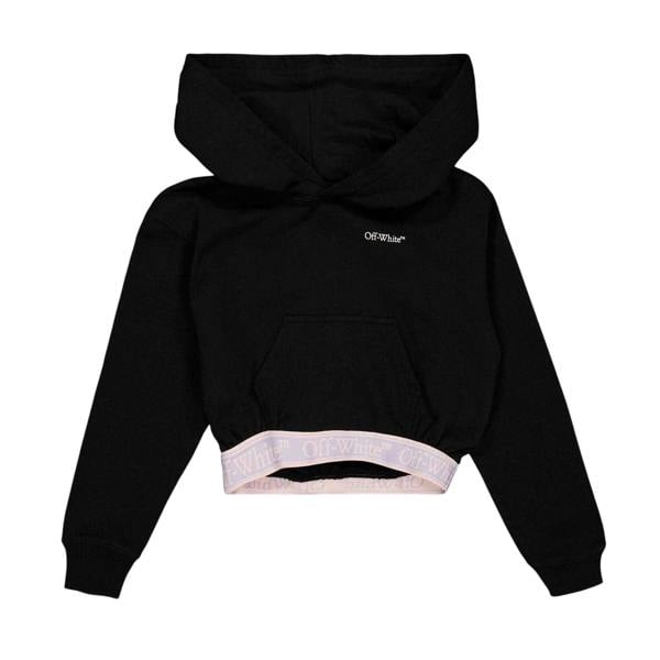 Off White Girls Crop Hoodie - Black/Lilac Blend - 