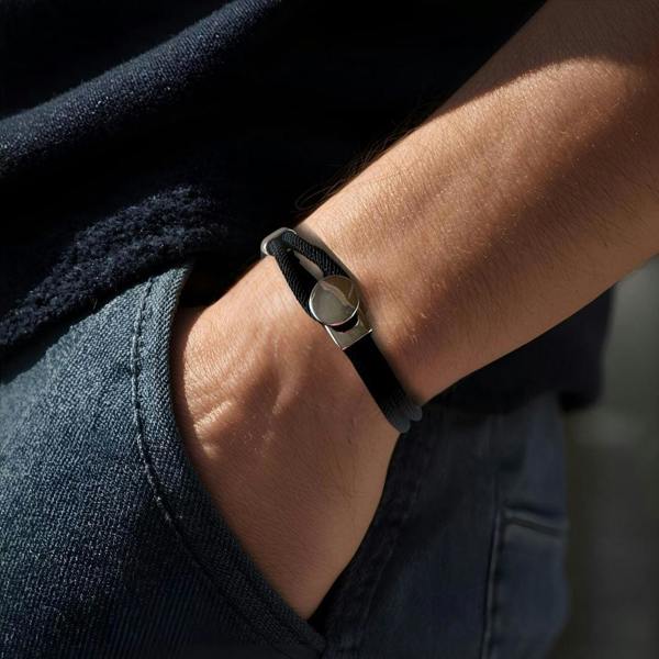 Aye Do Gifts Men's Black Braided Button Bracelet