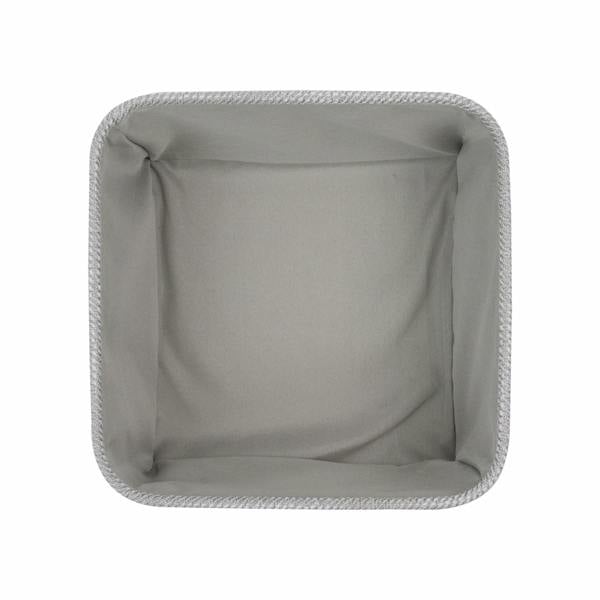JVL Serena Square Fabric Storage Baskets for Home Organisation, Set of 3, Light Grey