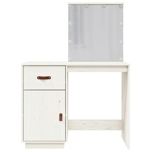Berkfield Dressing Table with LED White 95x50x133.5 cm Solid Wood Pine