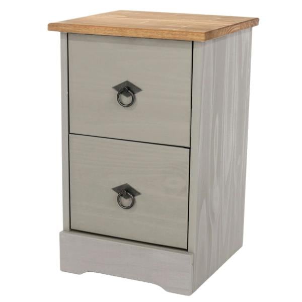 Core Products Corona Grey Modern 2-Drawer Bedside Cabinet