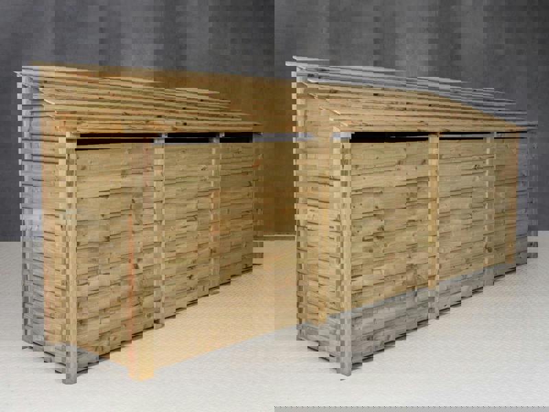 Arbor Garden Solutions Wooden Log Store (Roof Sloping Back) with Doors W-335cm, H-126cm or 180cm, D-88cm