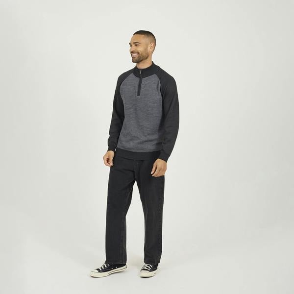 Brave Soul Charcoal Quarter Zip Funnel Neck Jumper - Charcoal Image 3