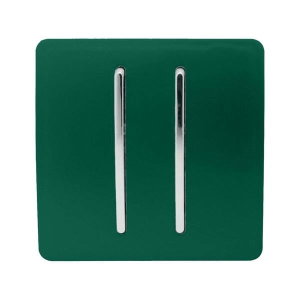 Trendi Switch 2 Gang Retractive Home Automation Switch in Dark Forest Green