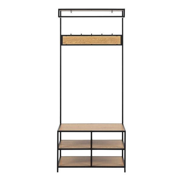 Furniture To Go Seaford Clothes Rack with 3 Shelves in Black and Oak
