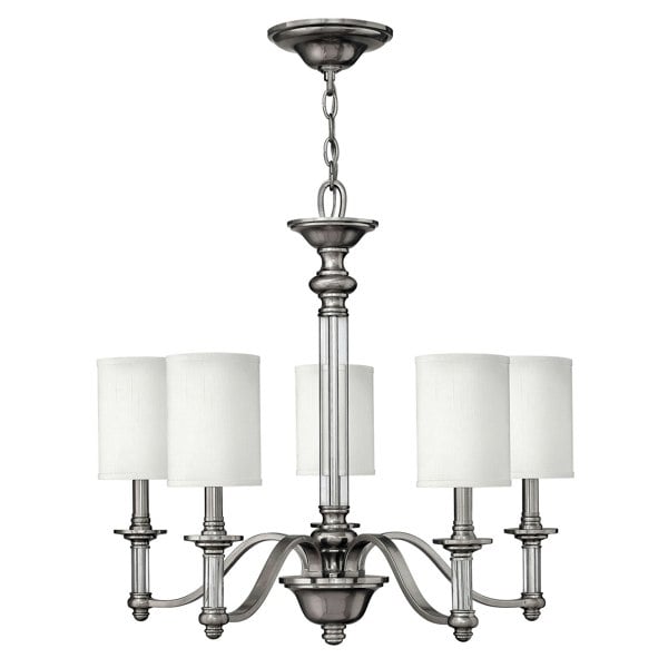 5 Bulb Chandelier Hanging Pendant LIght Brushed Nickel LED E14 60W Bulb Loops