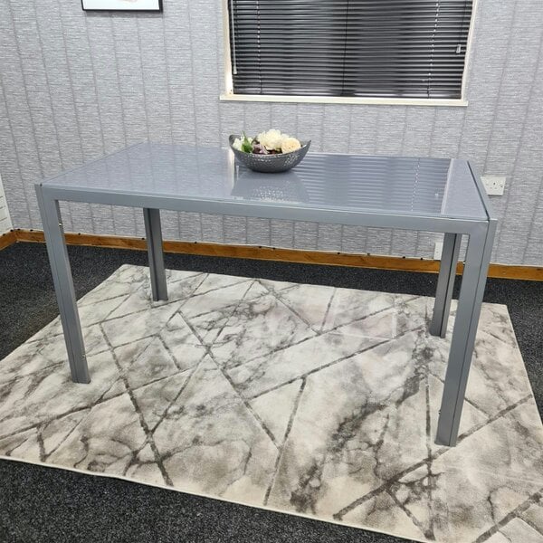 Kosy Koala Dining Table Grey Glass Kitchen Place for 6 Seats, Dining Table Only (Grey H 75 x L 134 x W 70 cm)