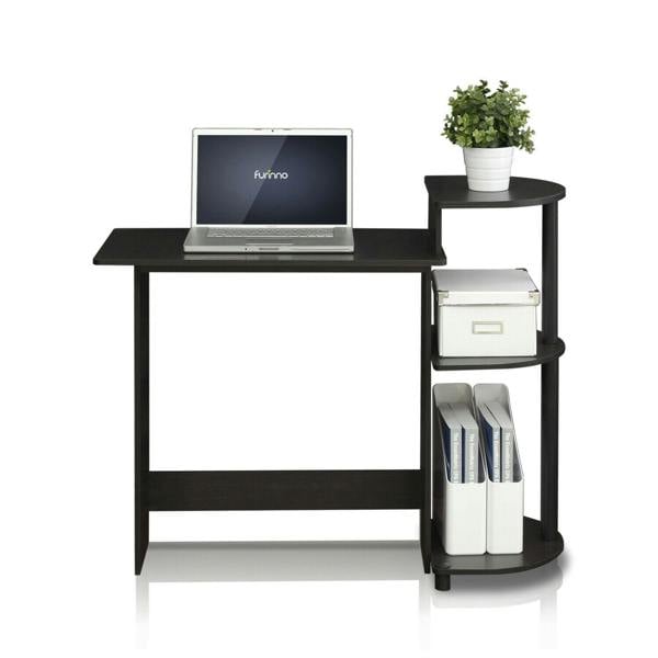 WALPLUS Compact Computer Desk with Shelves, Espresso/Black, /BK Crafted for Practical Use and Stylish Living Spaces | 11181EX