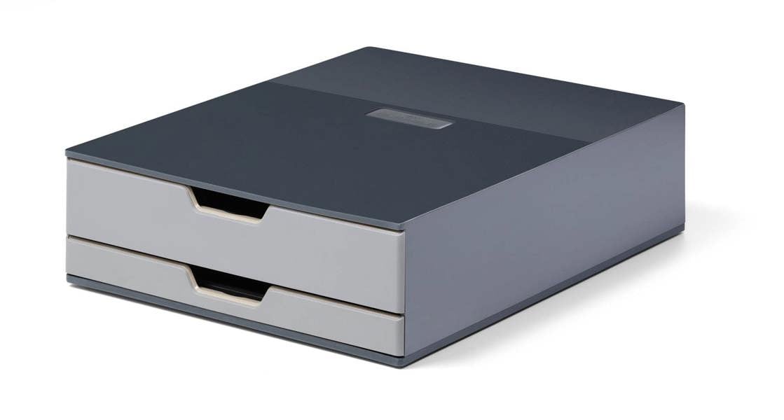 Durable COFFEE POINT 2 Drawer Organiser Storage Box for Tea Bags & Pods | Grey