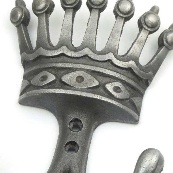 Vintage Style Twin Coat Hook Cast Iron Royal Crown 100mm x 135mm