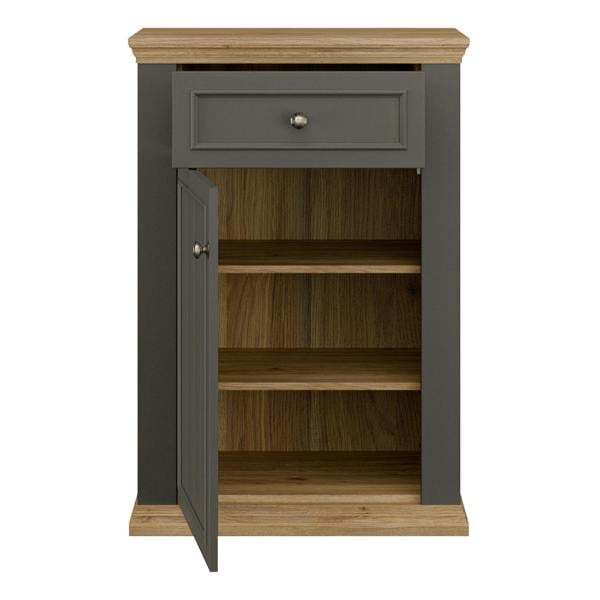 Furniture To Go Pontypool Shoe Cabinet with Drawer in Grey and Mauvella Oak