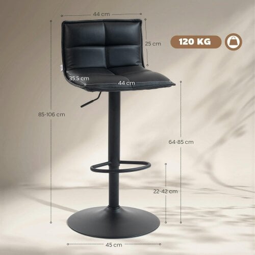 Wyld Haus Miha Set Of 2 Black Modern Faux Leather Bar Chairs