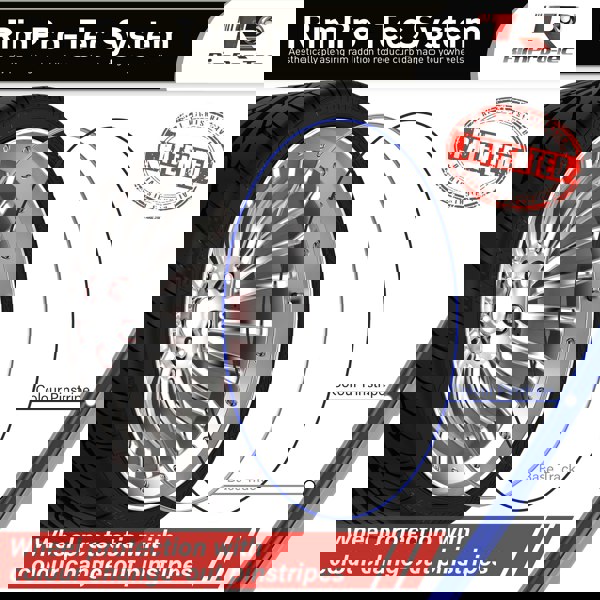 RimPro-Tec Group 4x Silver Base's 4x Dark Blue Pinstripe's / RimPro-Tec® Wheelbands™ car wheel styling kit