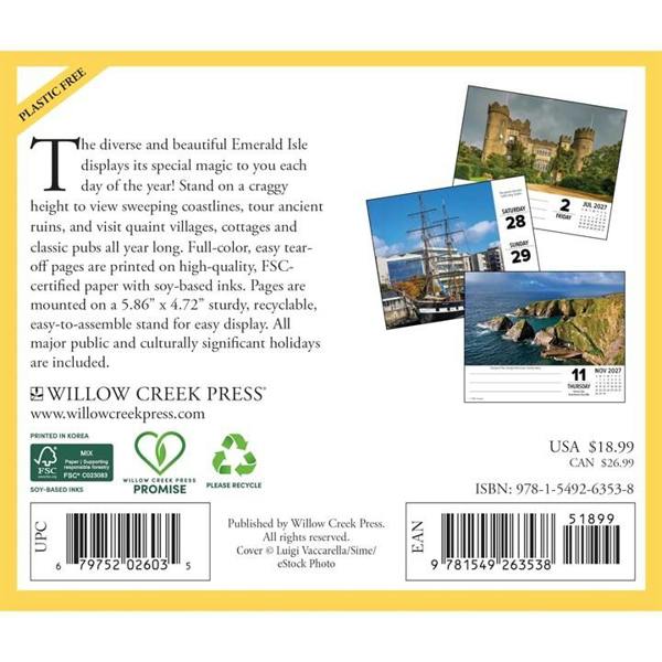 Ireland Desk Calendar 2027, Desk Calendars, Day To View, Travel, Gift