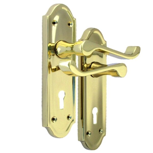 EDH Door Hardware Askworth Brass Plate Internal Lock Door Handles+ 3 Lever Mortice Sash Lock-170mm