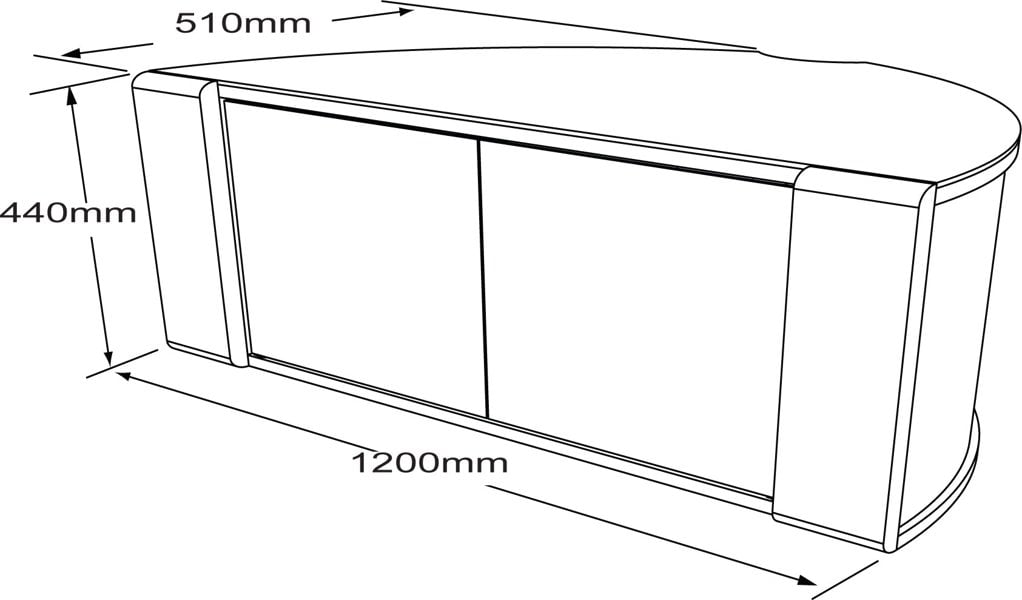 MDA Designs Sirius 1200 Remote Friendly Beam Thru Glass Door Gloss Black with Black Front Profiles up to 55" LCD/Plasma/LED Cabinet TV Stand