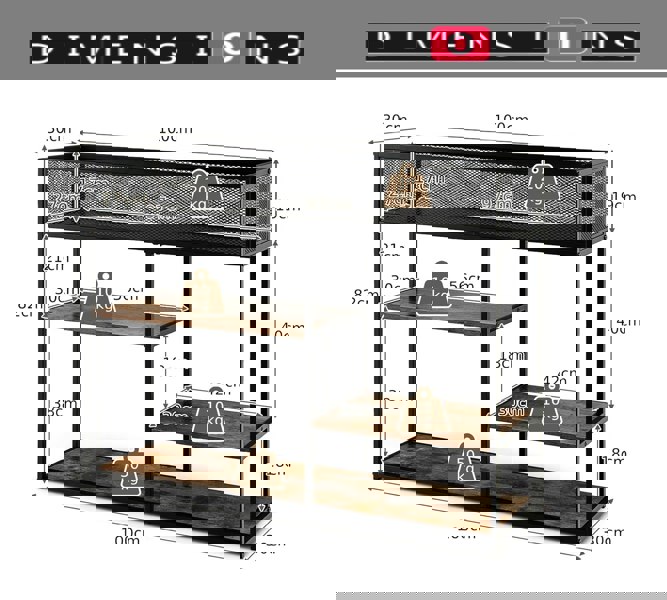 Modcraft 4-Tier Industrial Console Table with Wire Basket