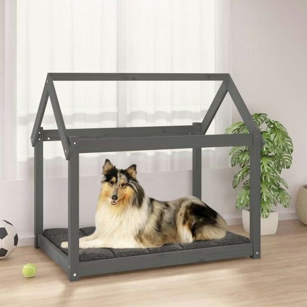 Berkfield Dog Bed Grey 101x70x90 cm Solid Wood Pine