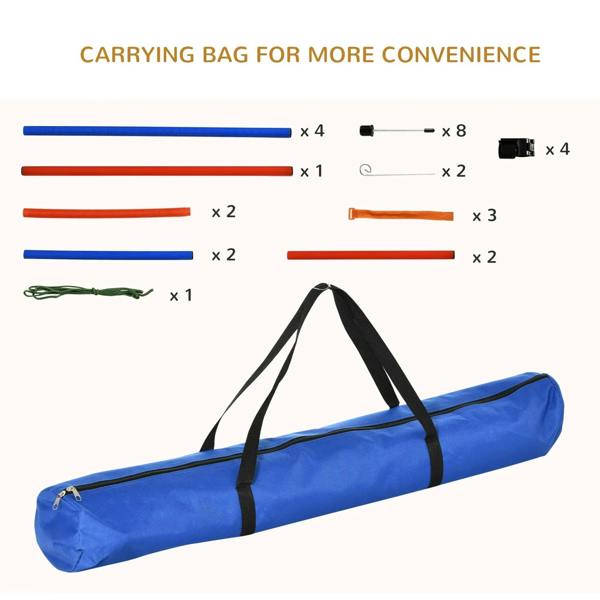 Carrying bag with included agility poles and orange hoop components