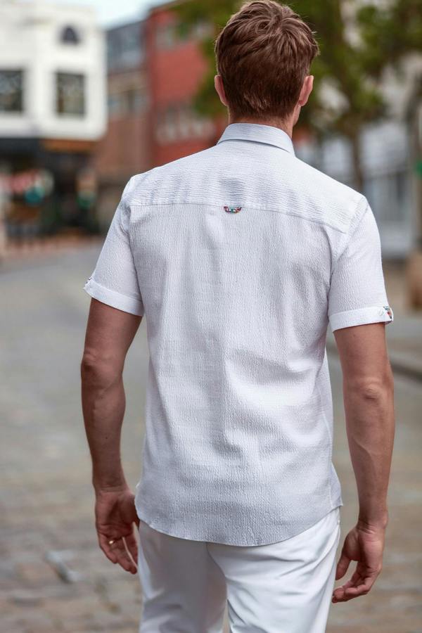 Claudio Lugli Textured Seersucker Short Sleeve Shirt