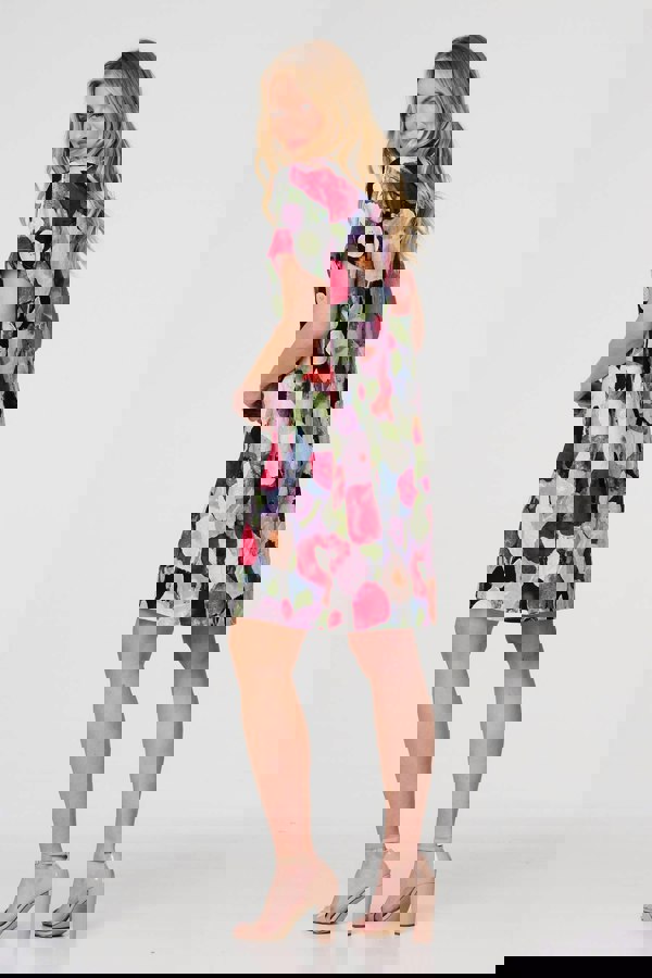 Red | Abstract Relaxed Short Shift Dress
