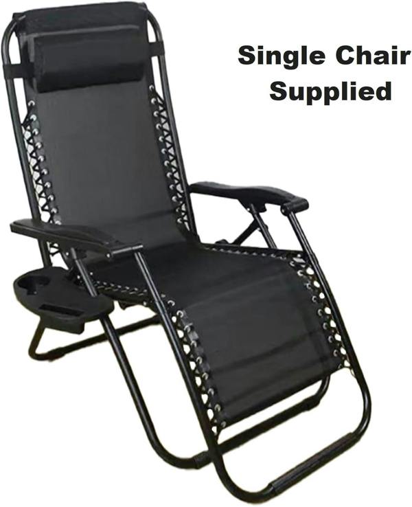 Shatchi Gravity Chair Heavy Duty Textoline Outdoor & Garden Folding Reclining Patio Chair,1pc