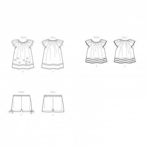 New Look Sewing Pattern 6663, Dresses, Tops, Shorts for Baby, A (NB-S-M-L) - Easy