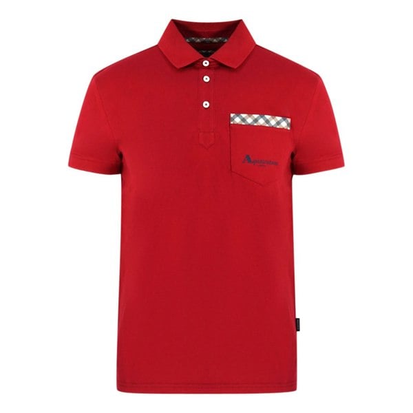 Aquascutum Check Pocket Polo Shirt - Red