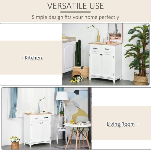 Wyld Haus Vamalu Wooden White Kitchen Cabinet With 2 Drawers For Dining And Living Spaces