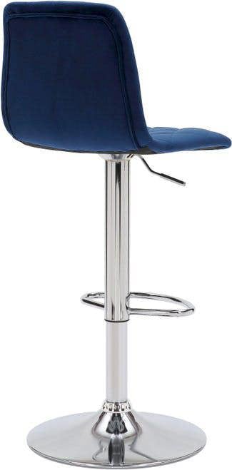 Lamboro Verona Velvet Kitchen Bar Stools, Single, Height Adjustable Gas Lift Stool With Backrest, Breakfast Bar Stool - Blue