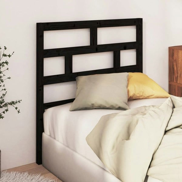 Berkfield Bed Headboard Black 106x4x100 cm Solid Wood Pine