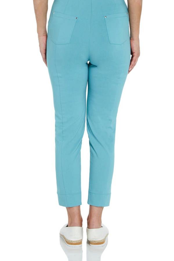 PennyPlain Cropped Bengaline Capri Trousers - Turquoise